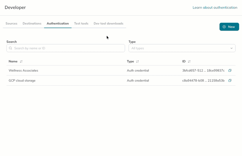 A user creates a new OAuth API key in the Redox dashboard. A user creates a new OAuth API key in the Redox dashboard.