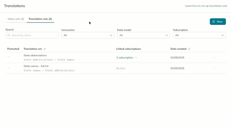 A user deletes a translation set from the Redox dashboard. 