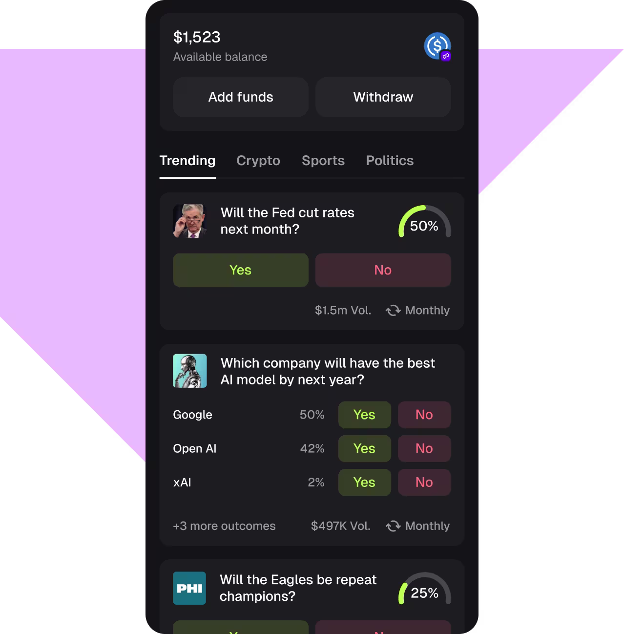Trade prediction markets