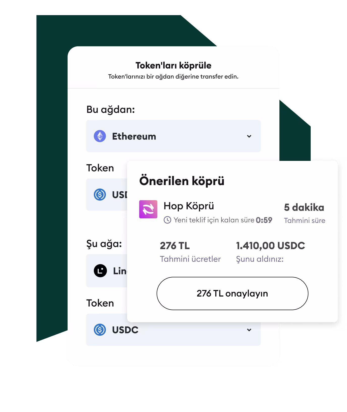 Zincirler genelinde takas işlemi yapın