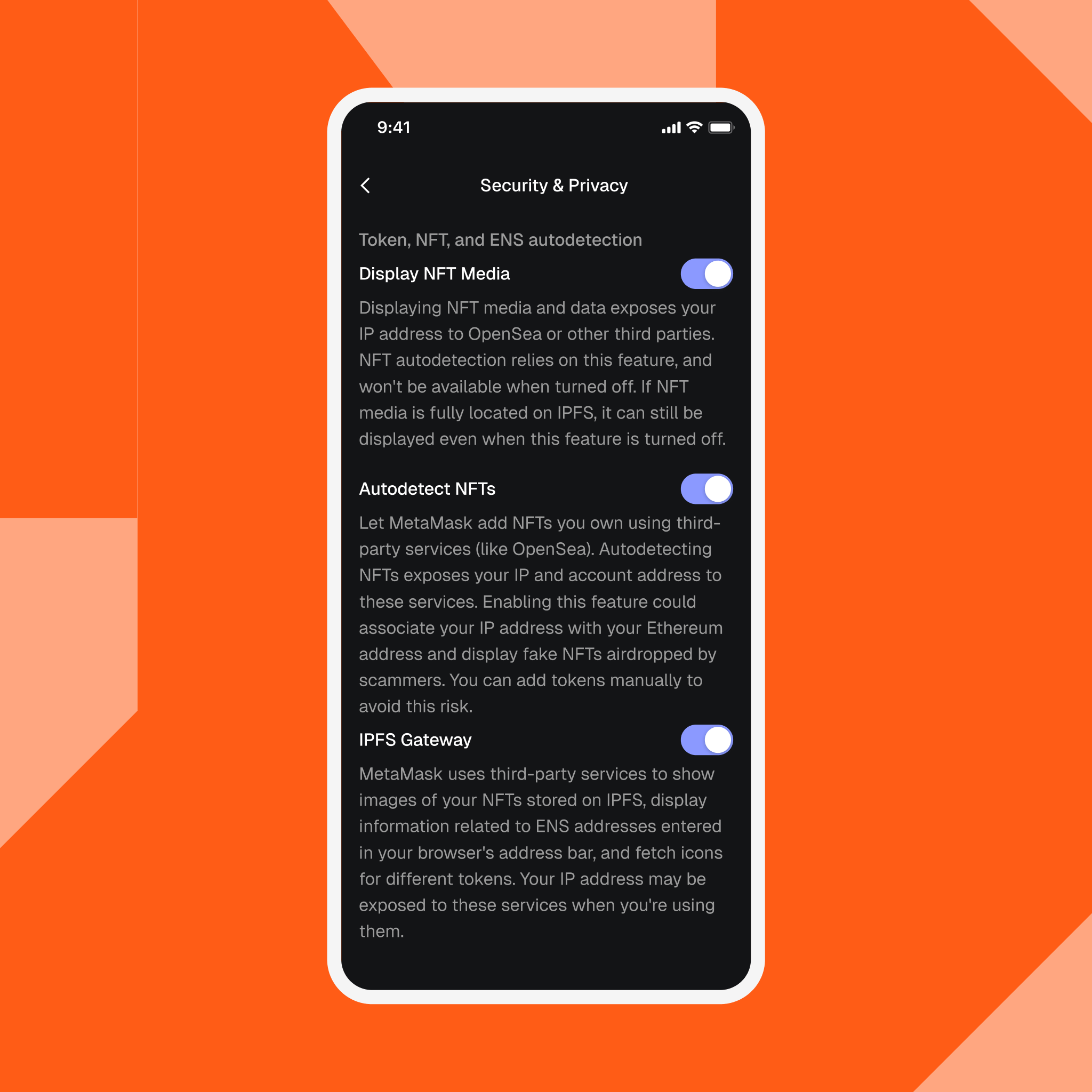 Privacy Preserving Features in MetaMask