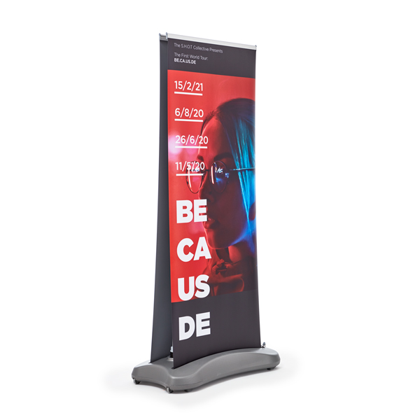 Double-sided outdoor pull-up banner