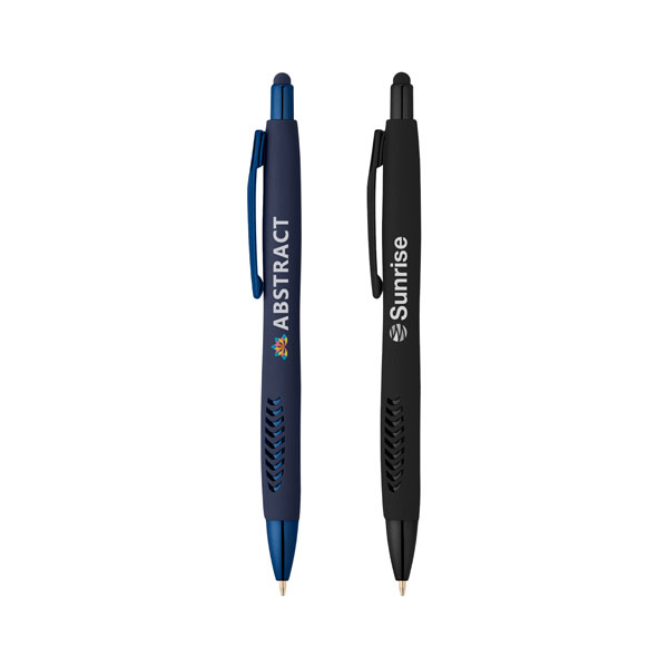 thumbnail: Zwarte Metalen Balpennen 5-Pack - 2-in-1 Met Capacitieve Stylus, Intrekbaar & Persoonlijk Cadeau