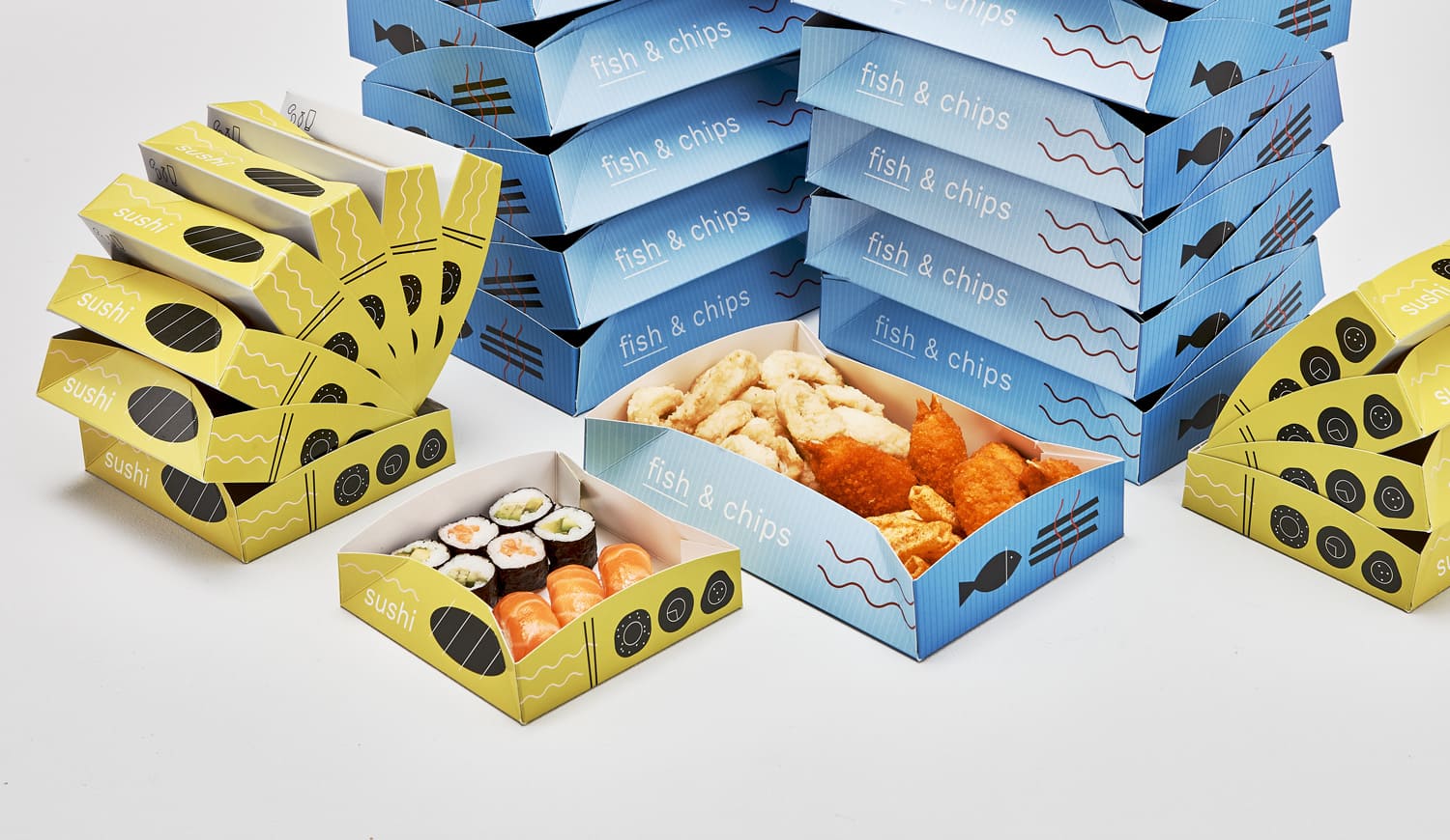 Vassoi di cartone personalizzati per alimenti