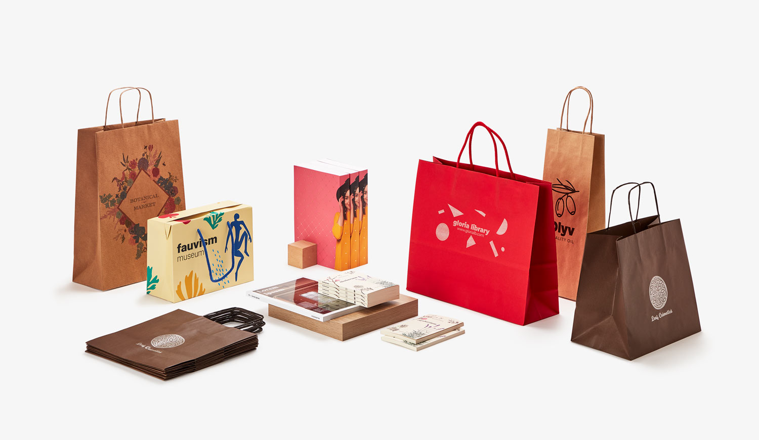 Custom brown print shopping paper bags with your own logo