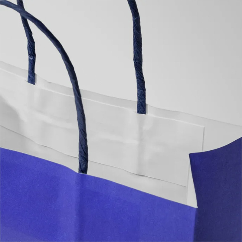 Detail of the handles of a paper bag.