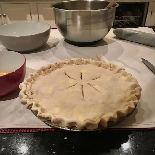 An apple pie ready to be baked