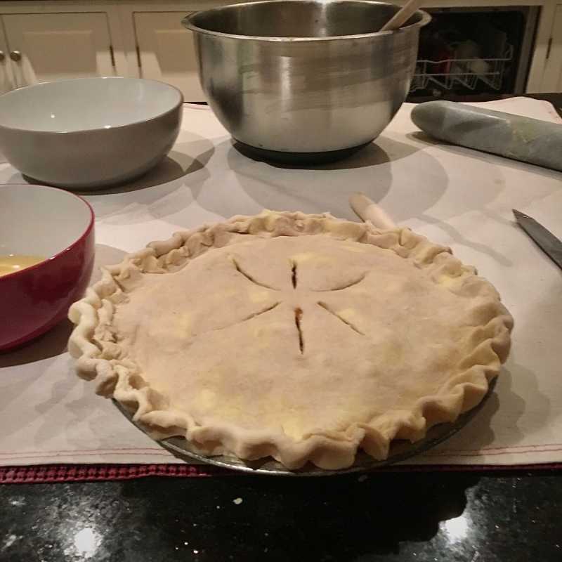 An apple pie ready to be baked