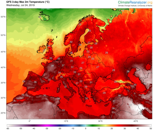 Europe Temp Prediction Map - Climate Reanalyzer