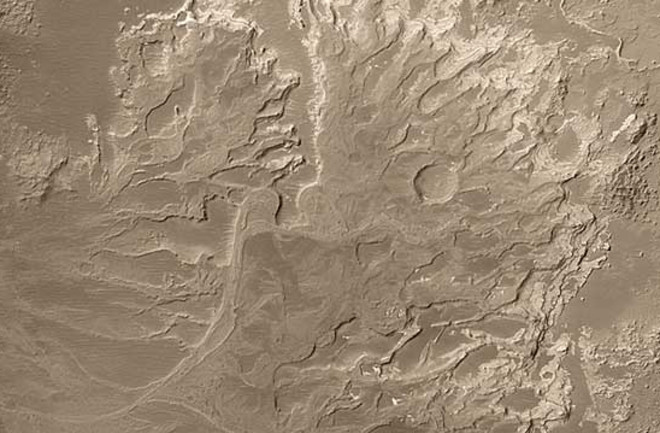 Features on Mars like this one, a likely river delta deposit, point to a warmer ancient past. (Image: NASA/JPL)