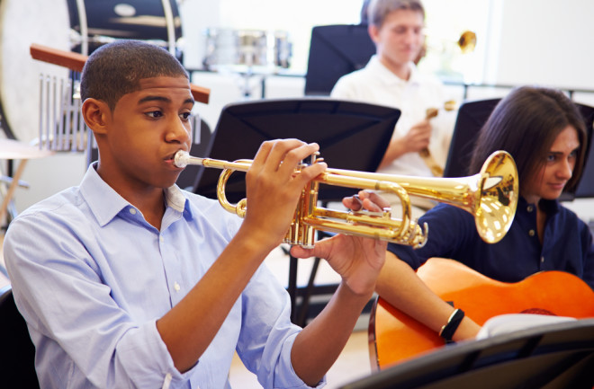 Music Students in Band - Shutterstock