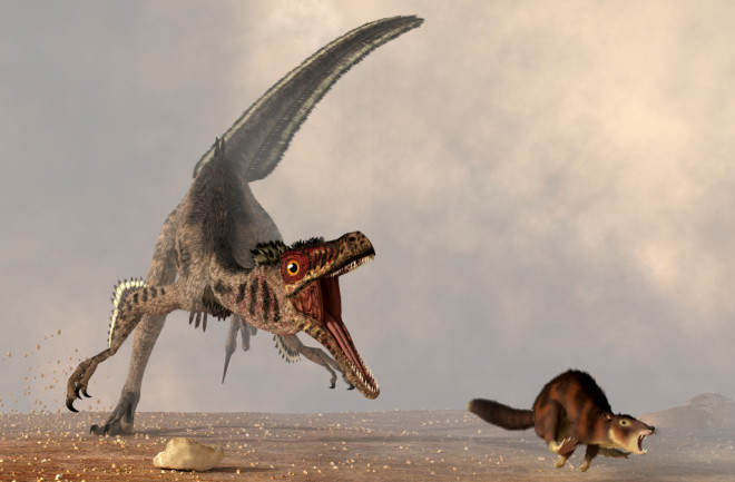 Dinosaur vs. mammal illustration