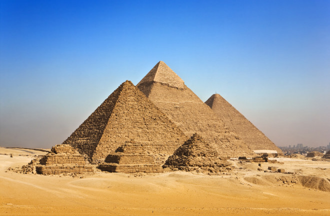 Egypt. Cairo - Giza. General view of pyramids from the Giza Plateau