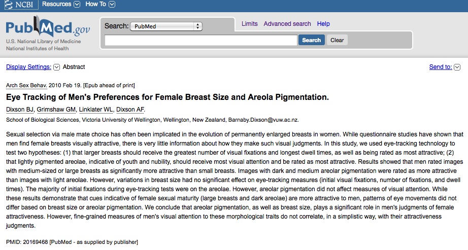 NCBI ROFL: Eye Tracking of Men's Preferences for Female Breast