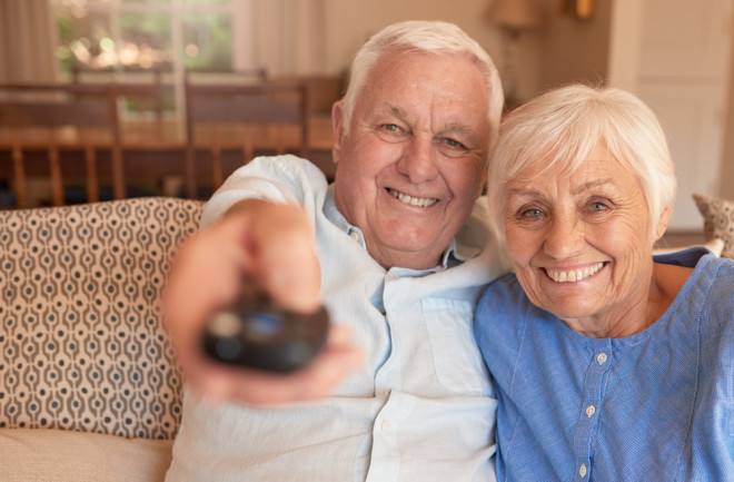 seniors watching TV