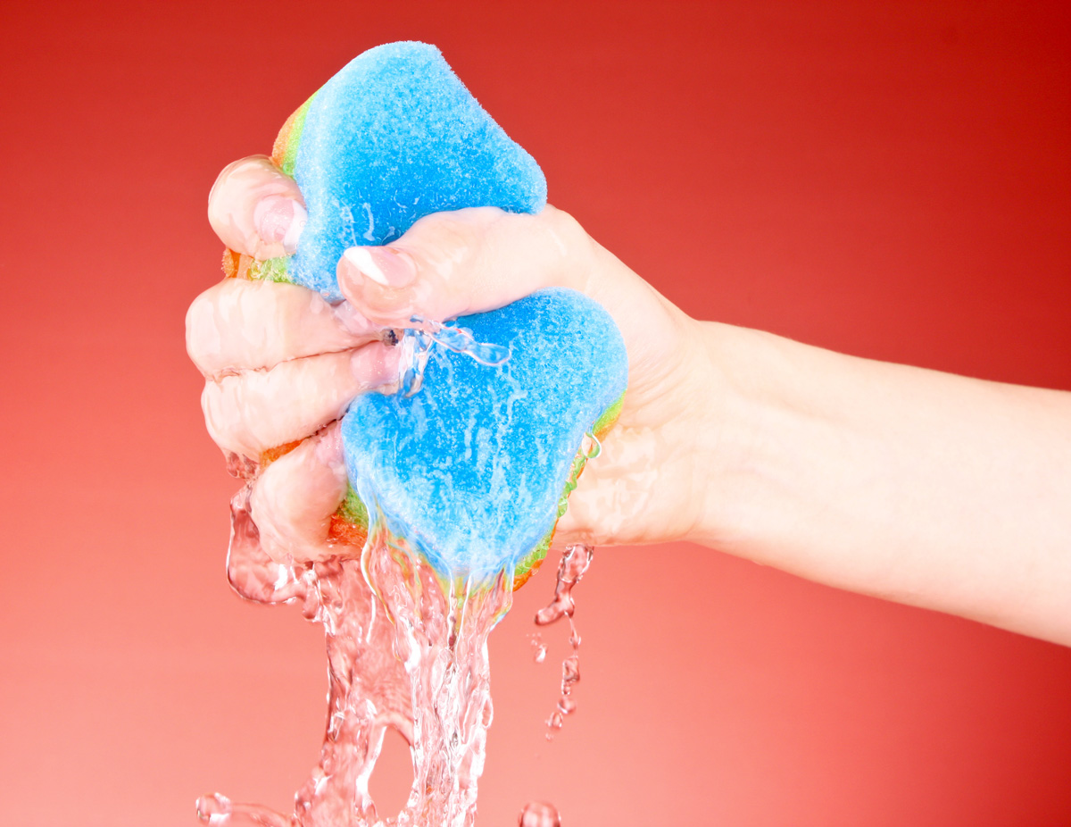 What is the correct way to disinfect a sponge?