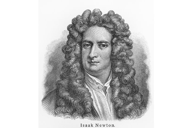 Isaac Newton - Picture from Meyers Lexicon books written in German language