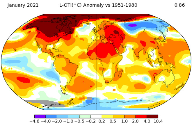 Global Temperature Anomalies January 2021
