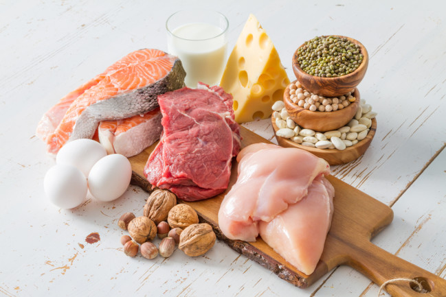 Sources of Protein, Meat Eggs Nuts Cheese - Shutterstock