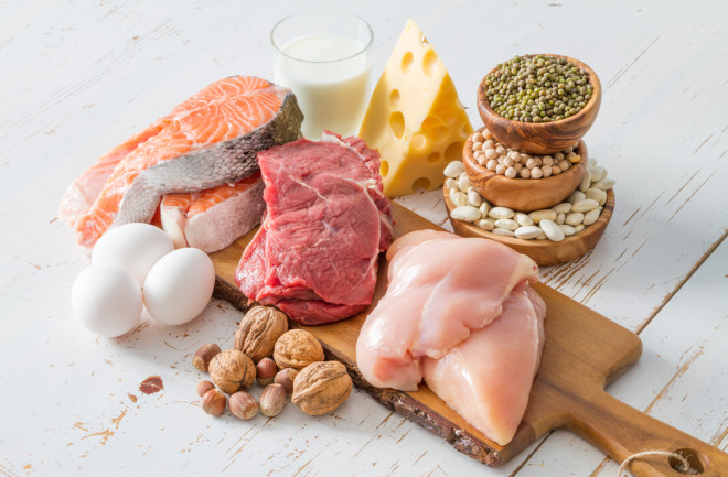 Sources of Protein, Meat Eggs Nuts Cheese - Shutterstock