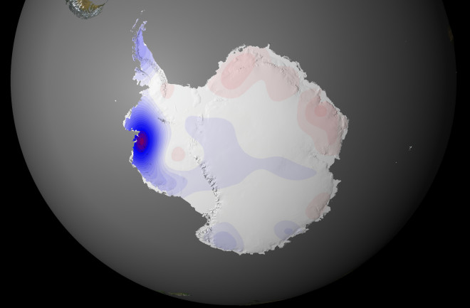 West Antarctica is rapidly melting, while some parts of East Antarctica have seen increased snowfall. (Credit: NASA/Goddard Space Flight Center Scientific Visualization Studio)