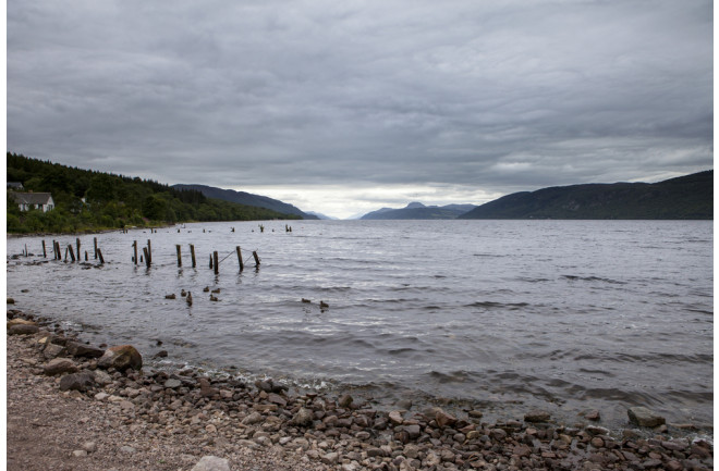 Loch Ness in central Scotland, beautiful landscapes and gloomy region