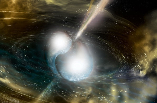 gravitational waves travel speed of light Two neutron stars colliding - NSF