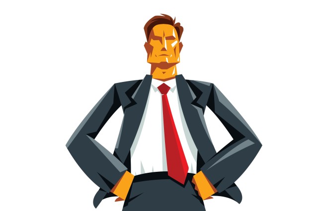 illustration of boss stands confidently - shutterstock