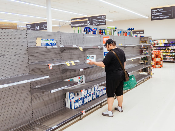 shopper coronavirus empty shelves - Shutterstock