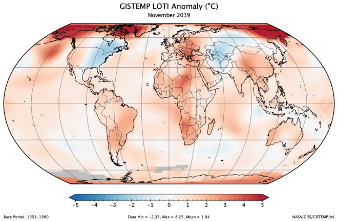 Temperature Anomalies for November 2019