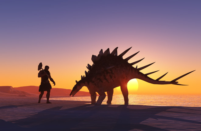 humans and dinosaurs - shutterstock