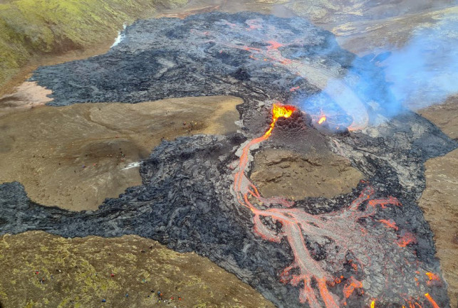 The new eruption at Geldingadalur in Iceland.