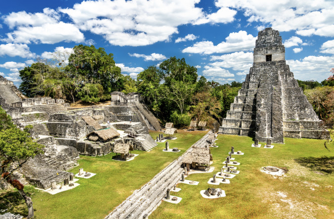 Temple I, also known as the Temple of the Great Jaguar, at Tikal in Guatemala. The tallest temples in the Maya City of Tikal were built between between 600 and 900 C.E. and are still standing today.