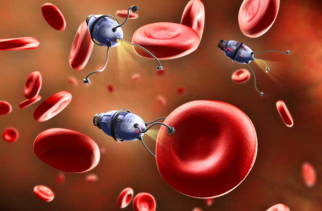 nanorobots and red blood cells illustration - shutterstock