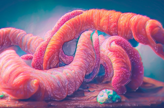 Parasites, worms, closeup view, 3D illustration