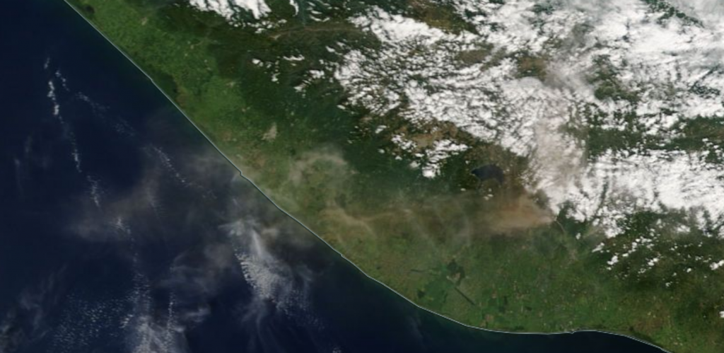 Brown ash from Fuego in Guatemala