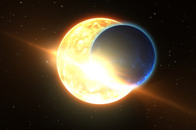 Exoplanet passes its sun, illustration