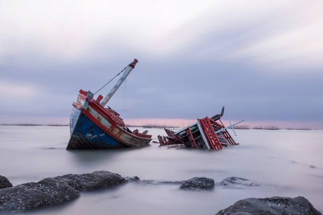 Shipwreck on a Beach in Thailand