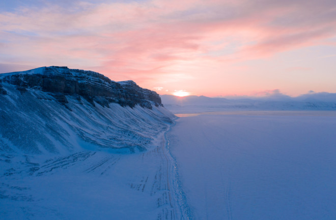 Arctic Snow Sunrise Sunset - Shutterstock