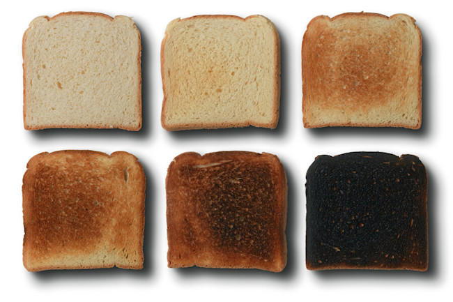 Acrylamide forms when bread is toasted and the amino acid asparagine reacts with sugars at high heat. CREDIT: MILOS LUZANIN / SHUTTERSTOCK