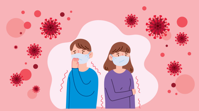 Pessoas de máscara com medo do coronavírus
