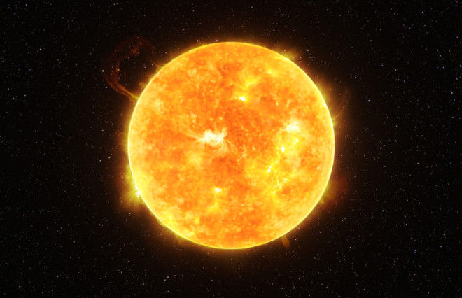 planet red giant and sun side by side