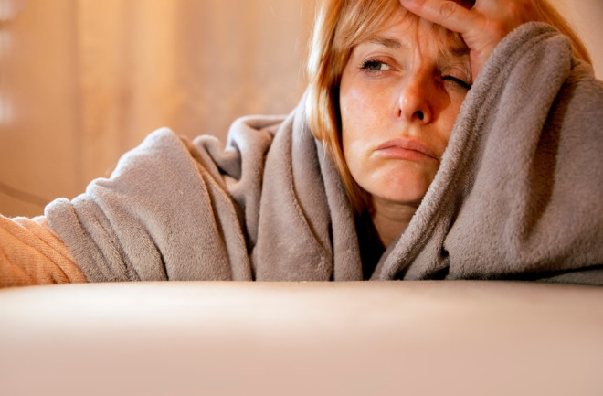 Woman suffering from hangxiety