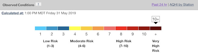 Calgary Alberta - Air Quality Health Index AQHI - Environment Canada