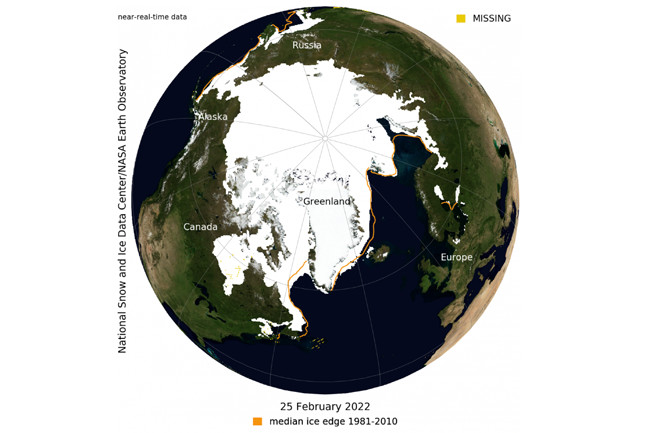Arctic Sea Ice Extent February 2022