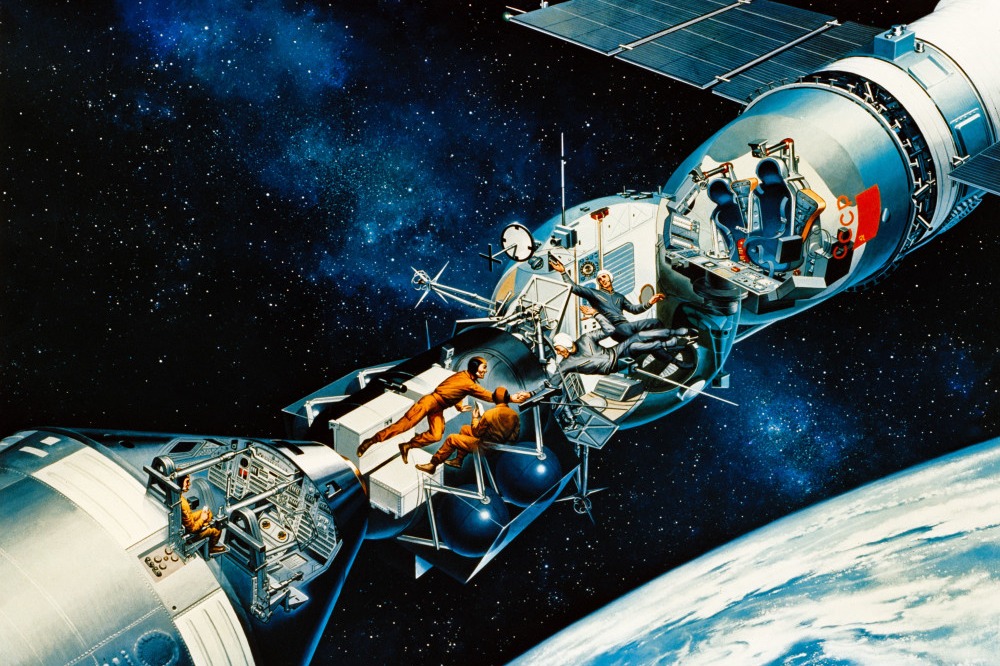 On July 17, 1975, the U.S. and the Soviet Union docked two spacecraft together in orbit as part of the Apollo-Soyuz Test Project, humanity’s first i