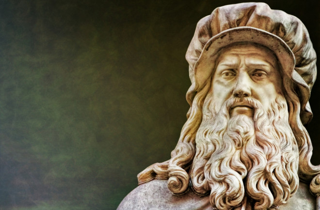Ancient statue of Leonardo da Vinci in Florence