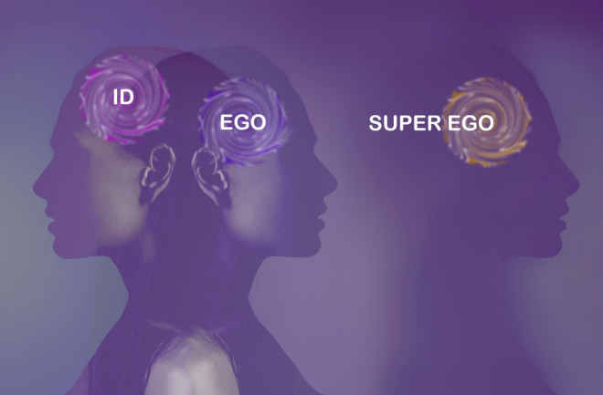 Id Ego Super Ego three people brains purple
