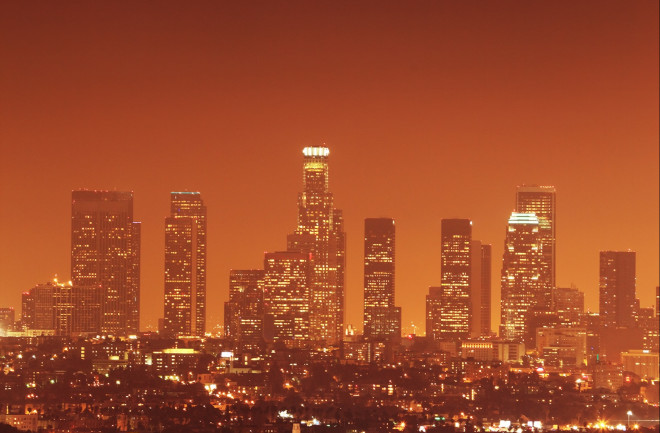 Orange LA Skyline, Light Pollution - Shutterstock