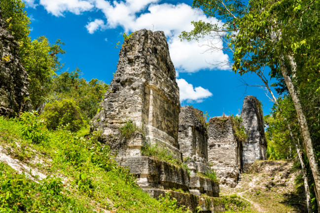 Ancient Ruins at Tikal in Guatemala, still standing from advanced architectural knowledge